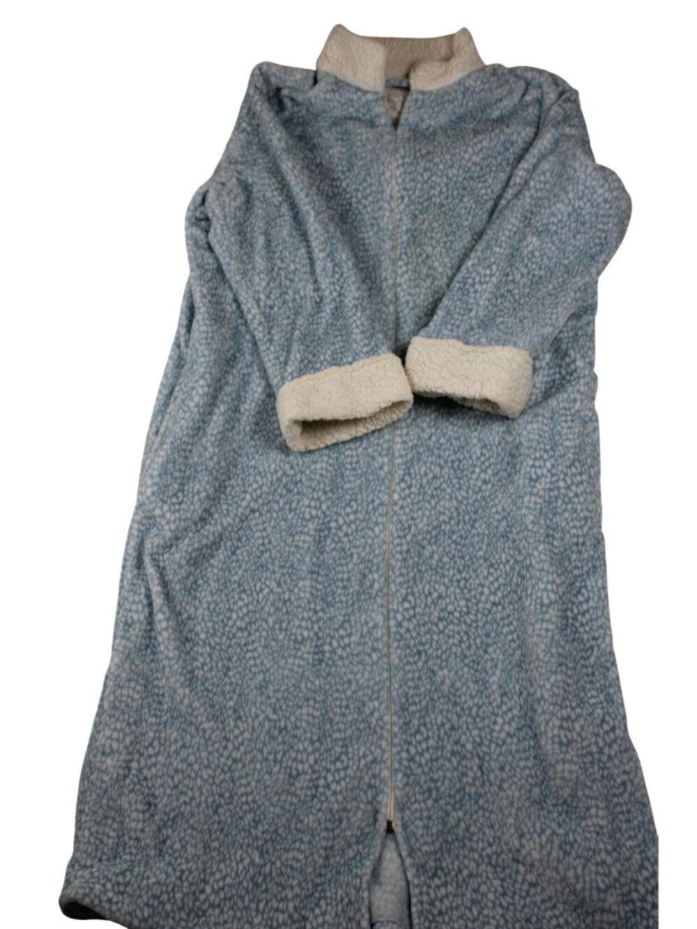 Oscar De La Renta Blue Sherpa Lined Long Robe L/XL